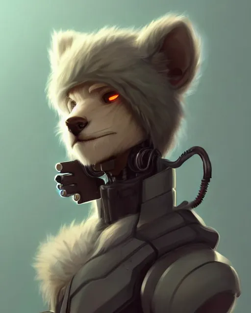 Image similar to character concept art of a cute young male anthropomorphic furry cyborg | | cute - fine - face, pretty face, key visual, realistic shaded perfect face, fine details by stanley artgerm lau, wlop, rossdraws, james jean, andrei riabovitchev, marc simonetti, and sakimichan, trending on artstation