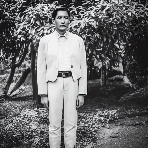 Image similar to outdoor portrait of jose rizal as a handsome young man in 2 0 2 2, 3 0 years old wearing stylish modern clothes, photo taken in 2 0 2 0, 3 5 mm f 1. 4 digital photo, matte colors