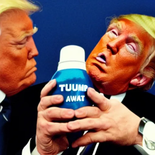 Image similar to donald trump smelling his own farts from a jar, realistic, award winning, photography,