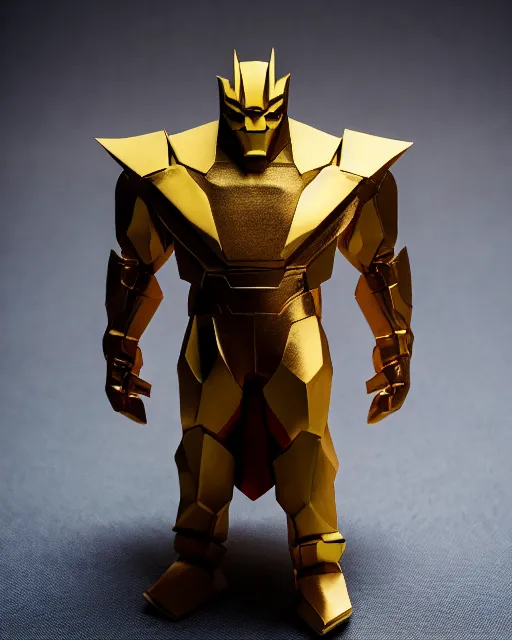 Image similar to an origami thanos by akira yoshizawa, realistic, very detailed, complex, intricate, studio lighting, bokeh, sigma 5 0 mm f 1. 4