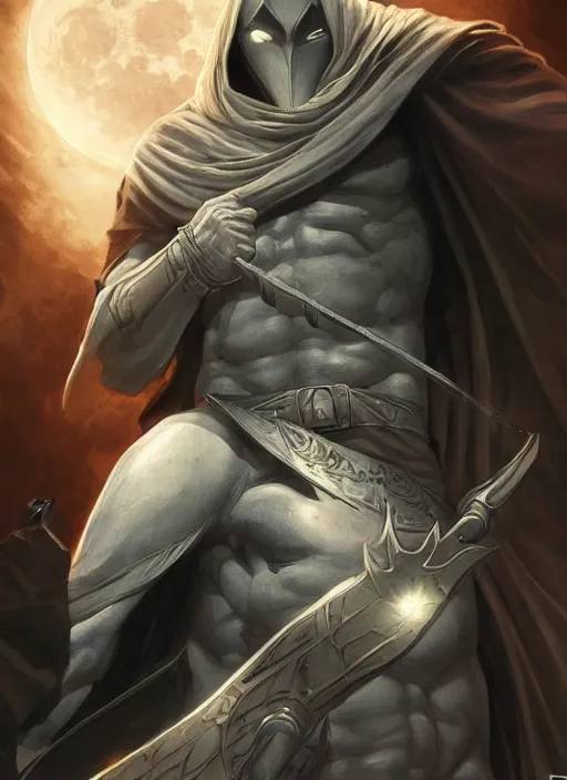 Image similar to digital _ painting _ of _ moon knight _ by _ filipe _ pagliuso _ and _ justin _ gerard _ symmetric _ fantasy _ highly _ detailed _ realistic _ intricate _ port