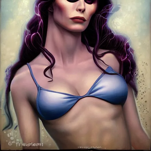 Prompt: lofi portait of the dark lord voldemort as a female in bikini, Pixar style, by Tristan Eaton Stanley Artgerm and Tom Bagshaw.