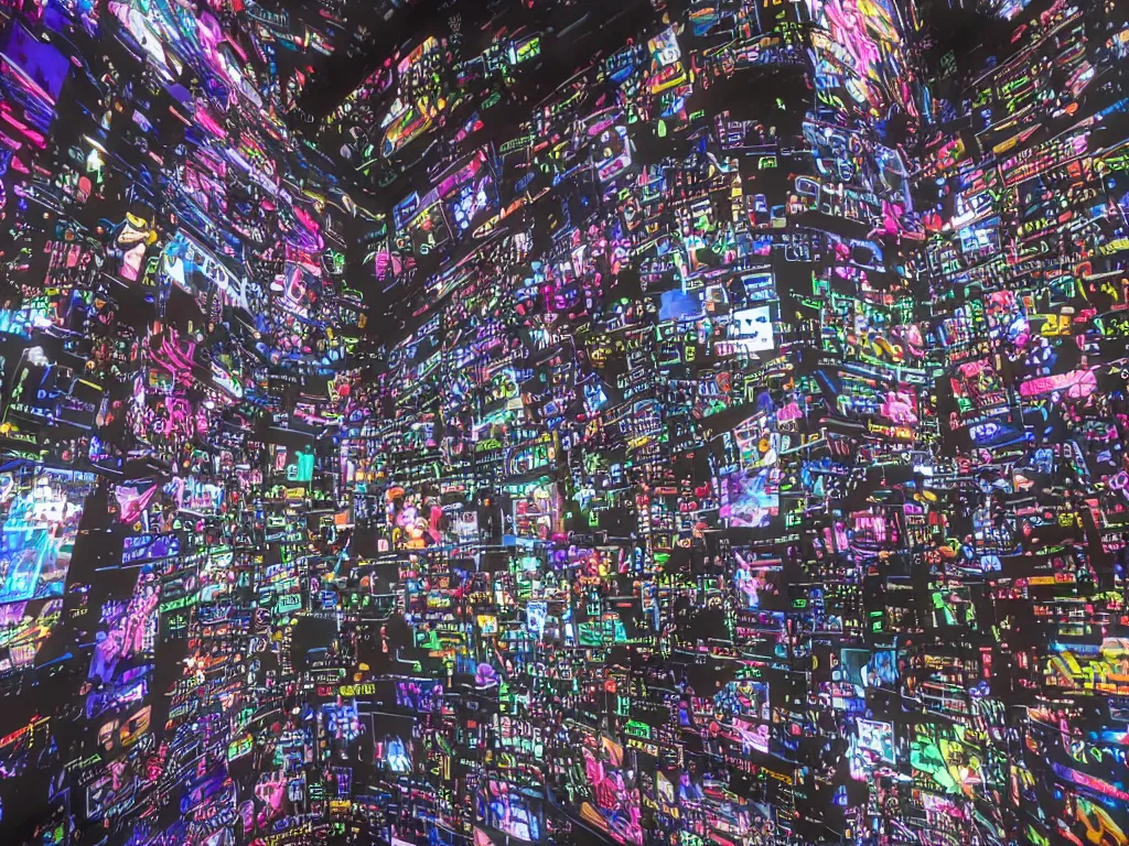 Prompt: big curved screens projecting a reference sheet, perfect lighting pixel sorting