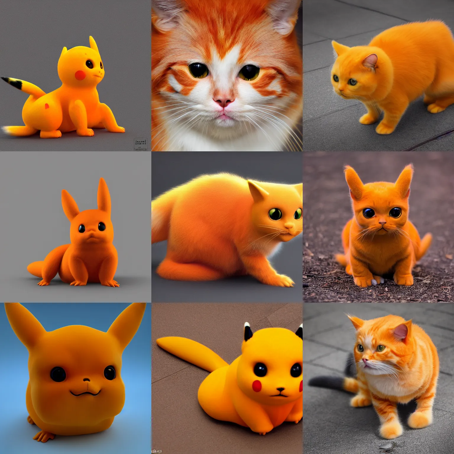 Prompt: kodachromatic photo of realistic orange pikachu cat,8k