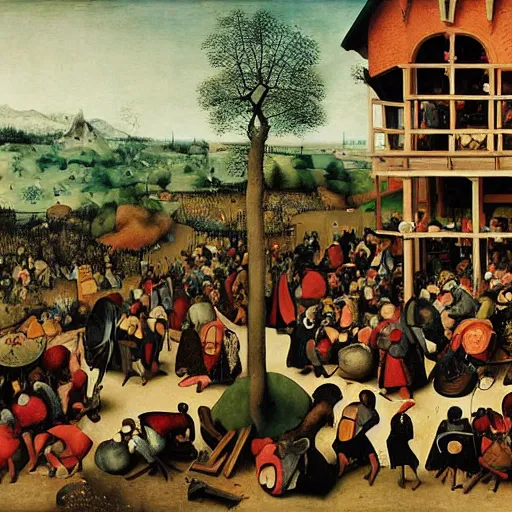 Prompt: a music festival painted by pieter bruegel