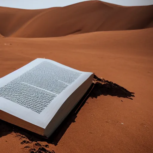 Prompt: a huge book with torn pages that fly in the desert of f al - ula, leica, 5 0 mm, f 1. 4