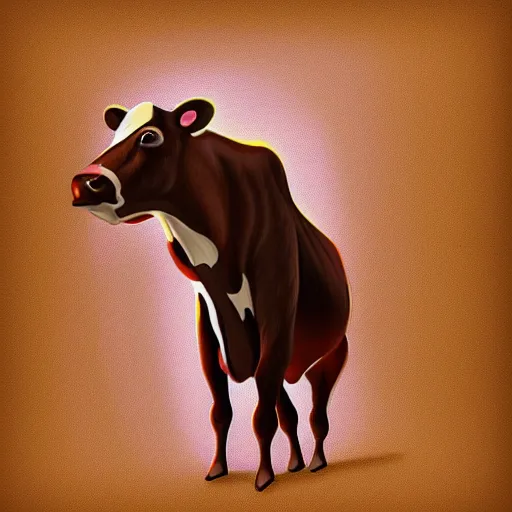 Image similar to half cow half human, digital painting, cow lifeguard