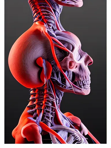 Image similar to anatomical sculpture of central nervous system : : quixel megascans, photorealism, cgi, digital concept art, redshift render, physically based rendering, cinematic, filmic : : illustrated on black paper by artgerm, nychos, alan grey