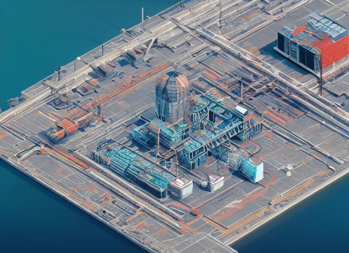 Image similar to hyper detailed nuclear station zaporozhsksya isometric aerial lowpoly by beeple, wlop, unreal engine 5, lumen, nanite