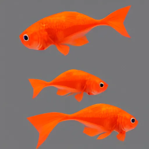 Prompt: goldfish, low poly style, white background