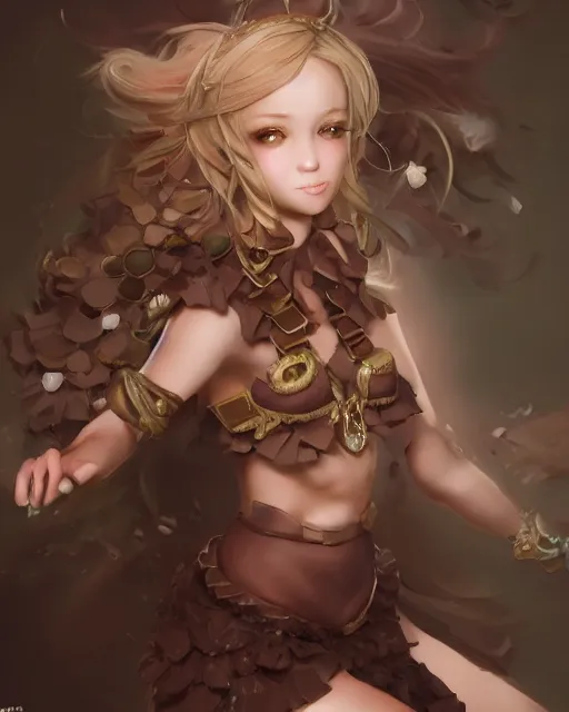 Prompt: a ( girl as personification of chocolate cupcake ), beauty photoshoot, fantasy bakery, digital art by krenz cushart, laurie greasly, wlop, artgerm, intricate, ( highly detailed figure ), sharp focus, smooth, epic composition, joyful, unreal engine