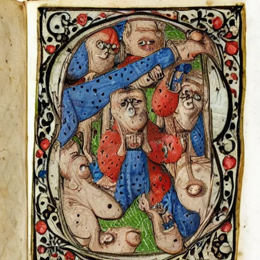 Image similar to grotesque creatures in the margins of old illuminated manuscripts