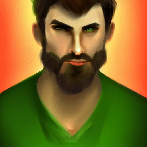 Image similar to a digital painting of a man in a green shirt, concept art by mor than, deviantart contest winner, digital art, official art, concept art, 2 d