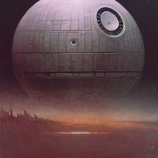 Prompt: star wars death star highly detailed beksinski style painting