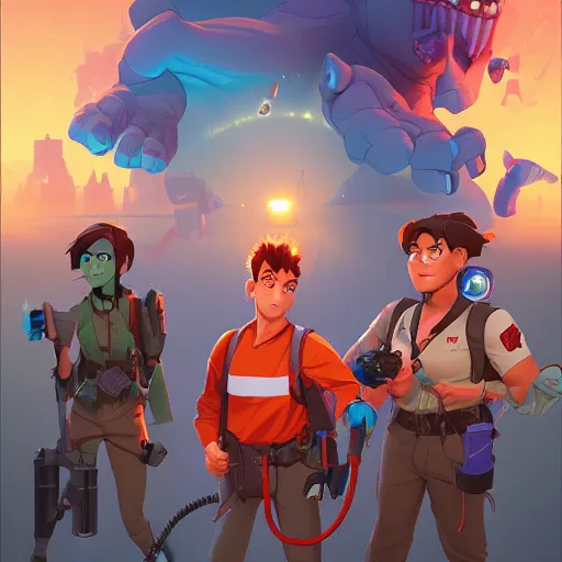 Image similar to hero world ghostbusters, behance hd by jesper ejsing, by rhads, makoto shinkai and lois van baarle, ilya kuvshinov, rossdraws global illumination