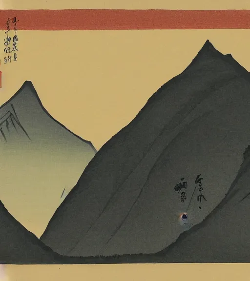 Prompt: mountains by xu beihong, feng zikai