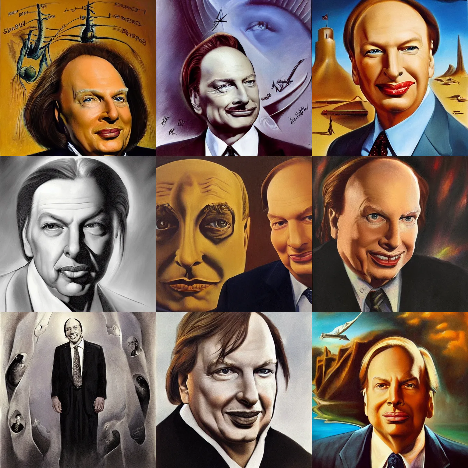 Prompt: l. ron hubbard by salvador dali, trending on artstation, favorites on deviantart, high quality art. artwork masterpieces, award winning