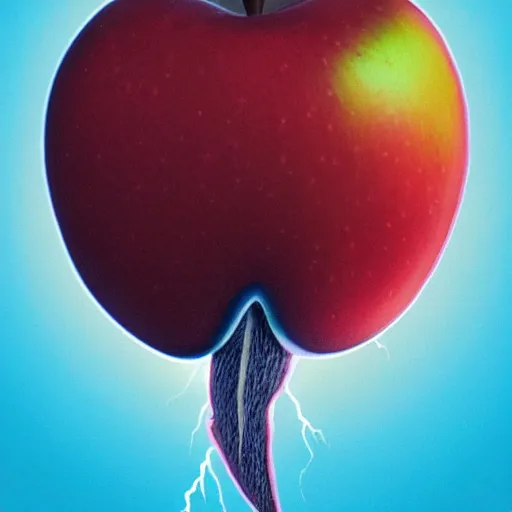 Image similar to an apple exploding with lightning