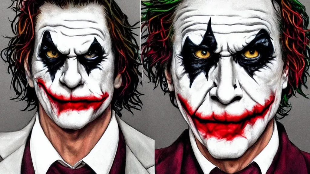 Image similar to joker frowning, realistic,