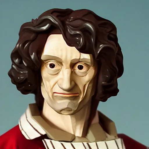 Image similar to 1 7 th century gottfried leibnitz wearing a wig stop motion vinyl action figure, plastic, toy, butcher billy style