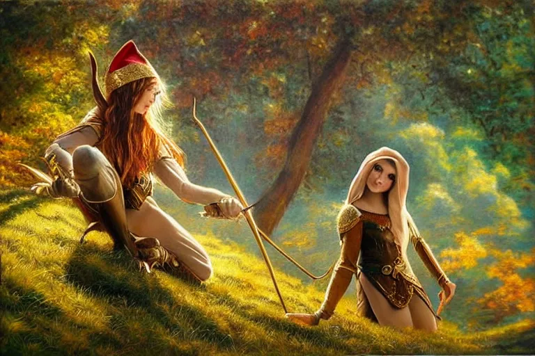 Image similar to elf, fantasy, painting, ultra realistic!!!, clear weather, golden hour, sharp focus