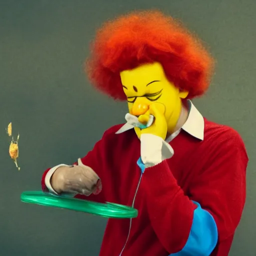 Image similar to ronald mcdonald puking vomiting