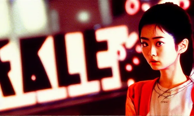 Image similar to full - color cinematic movie still from a 1 9 8 8 live - action adaptation of akira starring japanese actress kanna hashimoto, in neo tokyo. science - fiction ; action ; gritty ; dystopian ; violent ; apocalyptic. detailed facial - features.