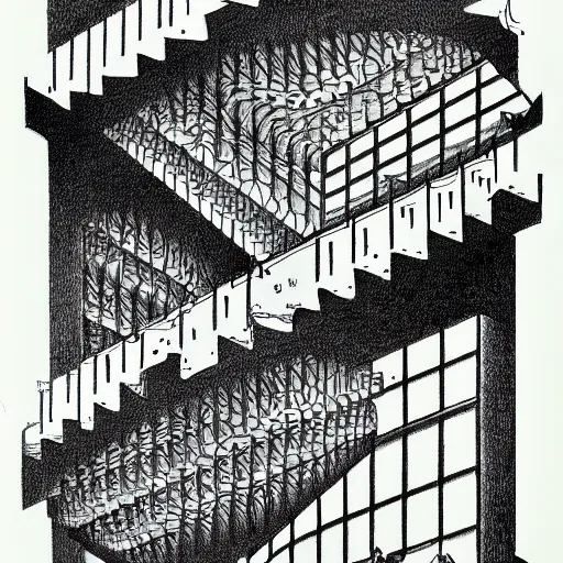 Prompt: knowledge, drawing by mc Escher