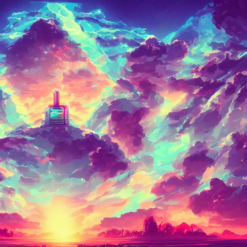 Image similar to the sky, retrowave epic art, trending on art station