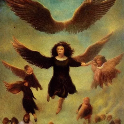 Image similar to angels hover above like vultures prey