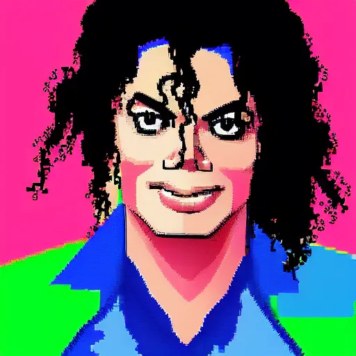 Prompt: Michael Jackson wearing pink as a video game character, pixel art, 2d rpg