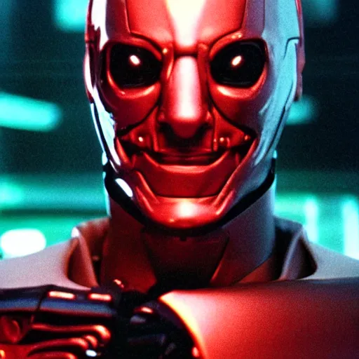 Image similar to movie still of man super villain cyborg, cinematic composition, cinematic light, by wes craven