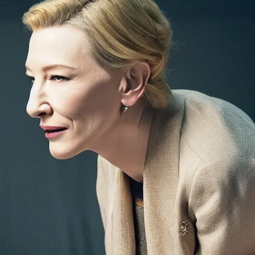 Image similar to portrait of cate blanchett in the style ok ukiyo-3