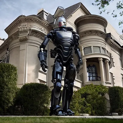 Image similar to robocop raiding donald trumps mansion