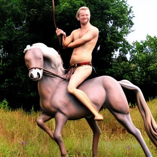 Image similar to a human riding a centaur
