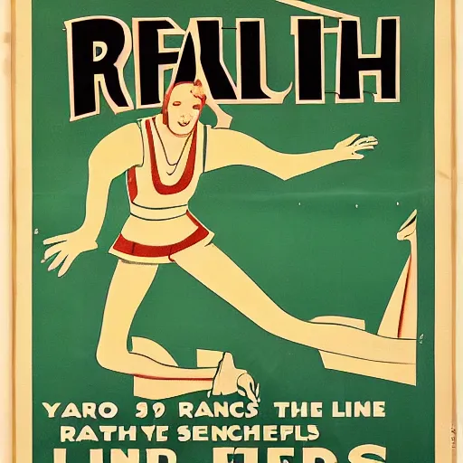 Prompt: year 1 9 2 8 health advice poster for running. mint green and gold