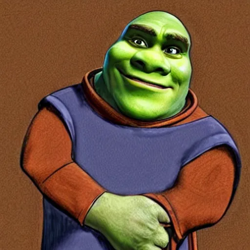 Prompt: courtroom sketch of Shrek