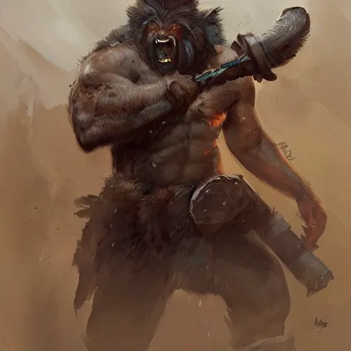 Image similar to one - legged barbarian with moose head by greg rutkowski