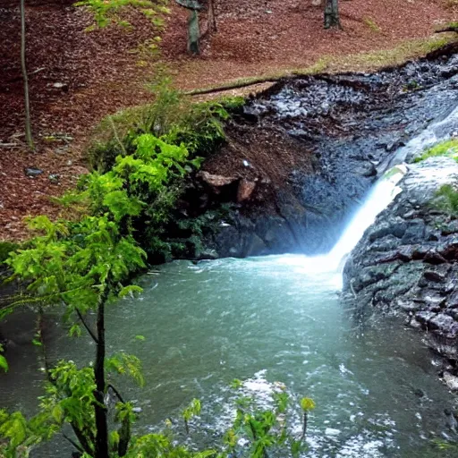 Prompt: A river flowing with waterfall