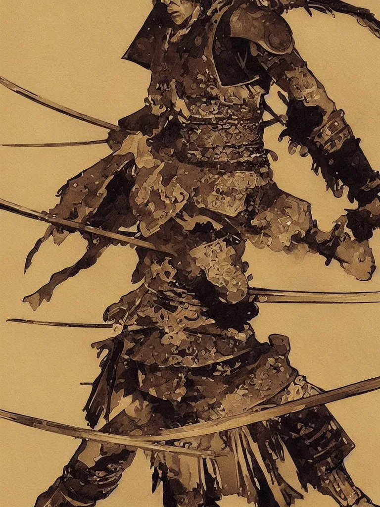 Image similar to close up of a samurai in full armor, by fiona staples, alphonse mucha, greg manchess