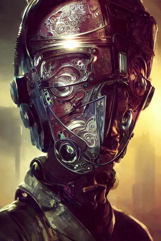 Image similar to ultra realistic illustration, dappled lighting, masked cyberpunk, closeup portrait shot, perfect lighting, hacknaut cyberpunk, sci - fi, fantasy, intricate, elegant, deviantart, highly detailed, digital painting, artstation, concept art, smooth, sharp focus, illustration, art by artgerm and greg rutkowski and alphonse mucha