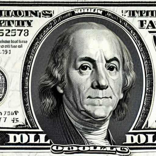 Image similar to dollar bill with Rosalía face inside