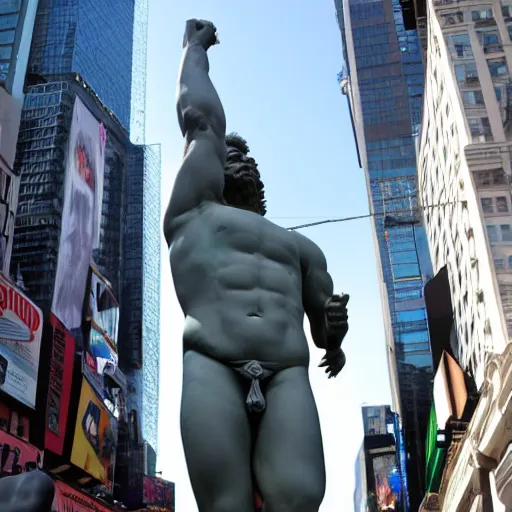 Image similar to a giant greek statue in times square