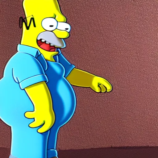 Prompt: A high res octane blender render photograph of Homer Simpson.