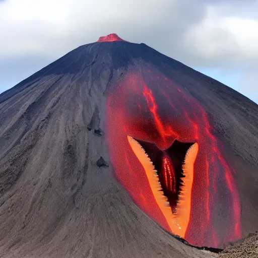 Prompt: Volcano with teeth