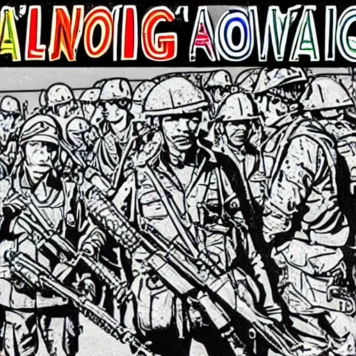 Prompt: Vietnam War coloring book