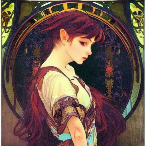 Image similar to portrait of a calico cat, masterpiece, sakimichan, Ross Tran, Alphonse Mucha