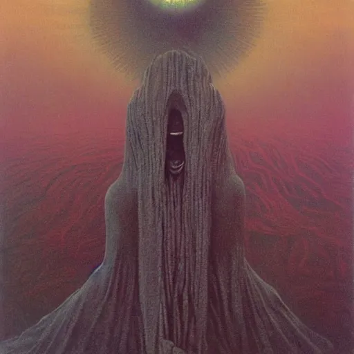 Image similar to the queen of the sun by zdzislaw beksinski and h. r. giger, oil on canvas