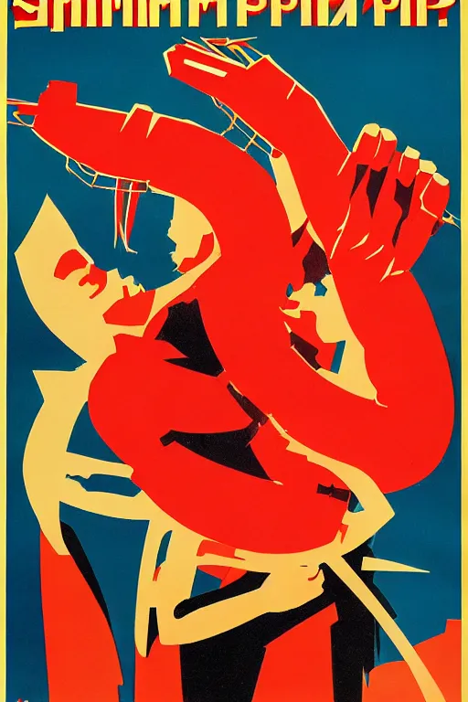 Image similar to Soviet Propaganda Poster for shrimp party