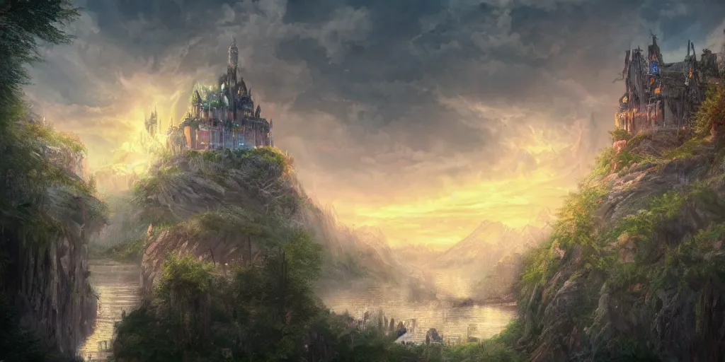 Image similar to citadel, celestia, eden, river, fantasy artwork, award winning, very very very very very very very beautiful scenery, artstation